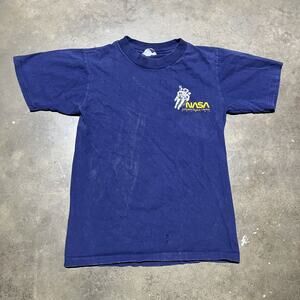 Vintage 90s NASA Blue Astronaut Rocket Graphic T-Shirt